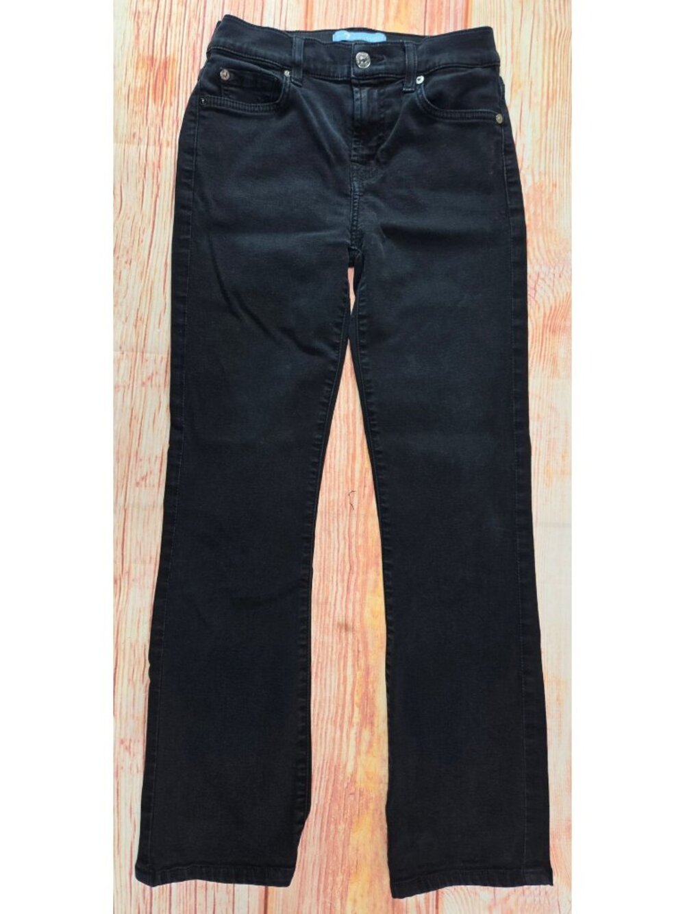 7 For All Mankind Womens Black Bootcut Jeans Size 26x27.5 Stretch Denim